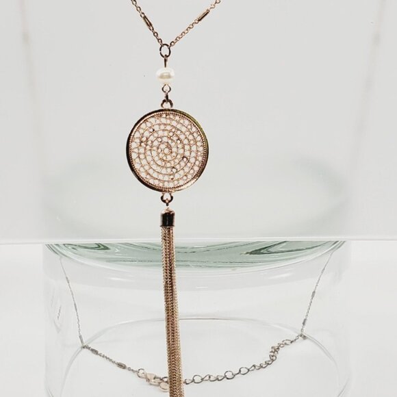 Vintage Sweater Necklace 30" Stamped LC (93600) - Picture 1 of 5